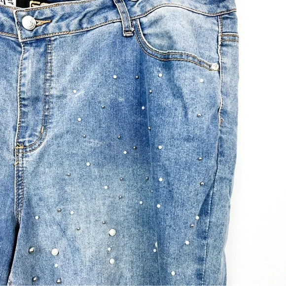 Beaded GG Jeans Fringe Cuff Jeans - Picture 2 of 15